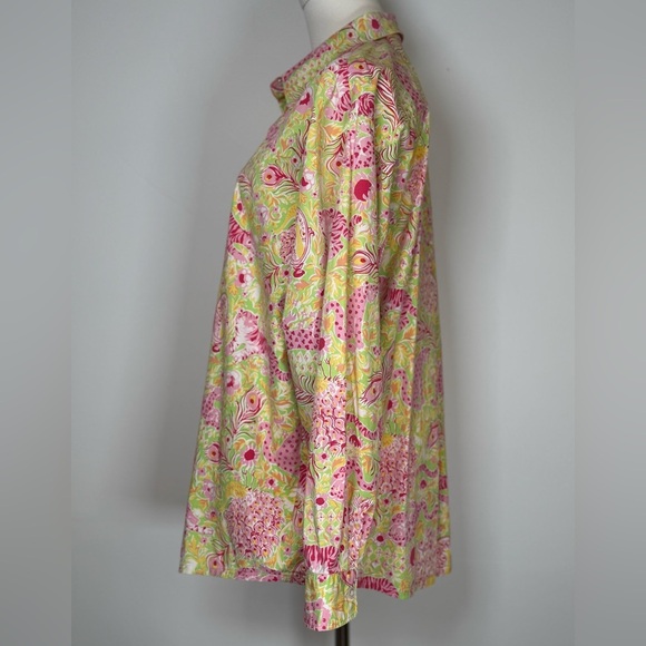 Key West Oversized Animal Beach Print Button Down Shirt 100% Cotton Size Medium - Picture 3 of 13